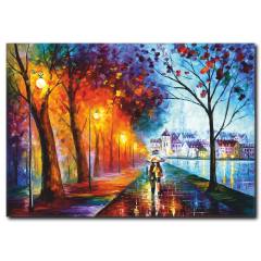 Parkta Yürüyüş Yağlıboya Kanvas Tablo