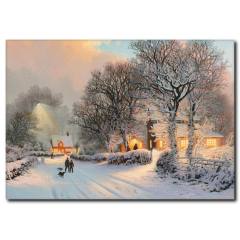 Karlar Altında Kulübe Yağlıboya Kanvas Tablo