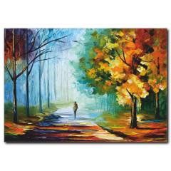 Sonbaharda Yürüyüş Yağlıboya Kanvas Tablo