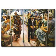 Trende Yolcular Yağlıboya Kanvas Tablo