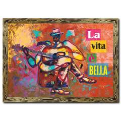 Sokak Müzisyeni Doğal Ahşap Çerçeveli Tablo