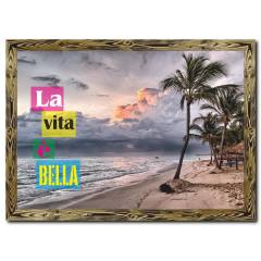 Kumsal Manzarası Doğal Ahşap Çerçeveli Tablo