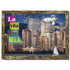 Şehir Manzarası Doğal Ahşap Tablo Tablo