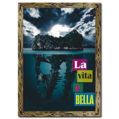 Ada ve Suya Yansıması Doğal Ahşap Çerçeveli Tablo