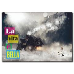 Karlar Altında Dağ Evi Kanvas Tablo