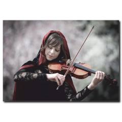 Keman Çalan Kız Temalı Kanvas Tablo