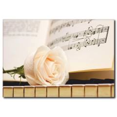 Piyanoda Beyaz Gül Temalı Kanvas Tablo