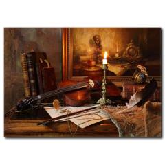 Mum Işığında Keman Temalı Tablo