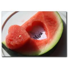 Kalp Detaylı Karpuzlu Kanvas Tablo