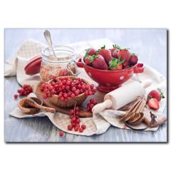 Çilekli Kahvaltı Kanvas Tablo