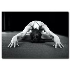 Yoga Yapan Kadın Siyah Beyaz Kanvas Tablo