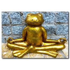 Yoga Yapan Kurbağa Heykel Komik Kanvas Tablo