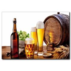 Fıçı Bira ve İçiçekler Kanvas Tablo