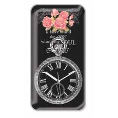 Siyah Zeminli Çiçek Magnetli Buzdolabı Saati