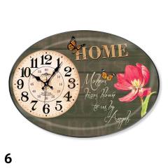 Çiçek Detaylı Büyük Boy Tablo Görünümlü Duvar Saati