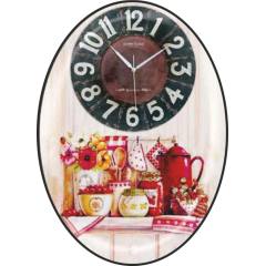 Mutfak Desenli Büyük Boy Cam Bombeli Duvar Saati