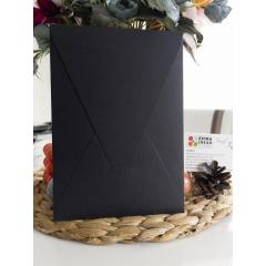 14x20, Siyah Renkli Dikey Üçgen Kapaklı Davetiye Zarfı