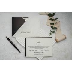 Mermer Desenli, Özel Zarflı Düğün Davetiyesi Ekonom 9152