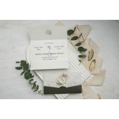Mermer Desenli, Kendinden Katlamalı Düğün Davetiyesi Ekonom 9165