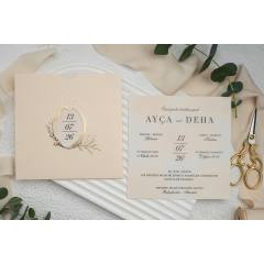 Sade ve Klasik, Özel Zarflı Düğün Davetiyesi Ekonom 9285