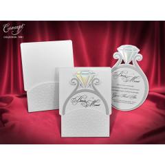 Pırlanta Yüzük Şeklinde Özel Kesimli Davetiye - 5581