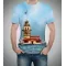 Kız Kulesi Mavi Desenli 3D Baskılı Tişört