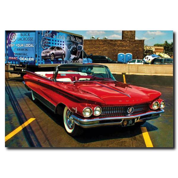 Üstü Açık Kırmızı Araba Temalı Kanvas Tablo