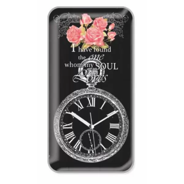 Siyah Zeminli Çiçek Magnetli Buzdolabı Saati
