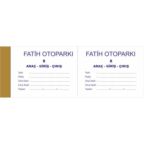 Otopark Fişi - Dipkoçanlı Fiş, Numara Baskılı, 7x20 Cm, Beyaz Kağıt