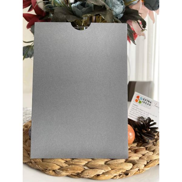 14x20, Açı Gri Renkli, Üstten Çekmeli, Kalın Zarf