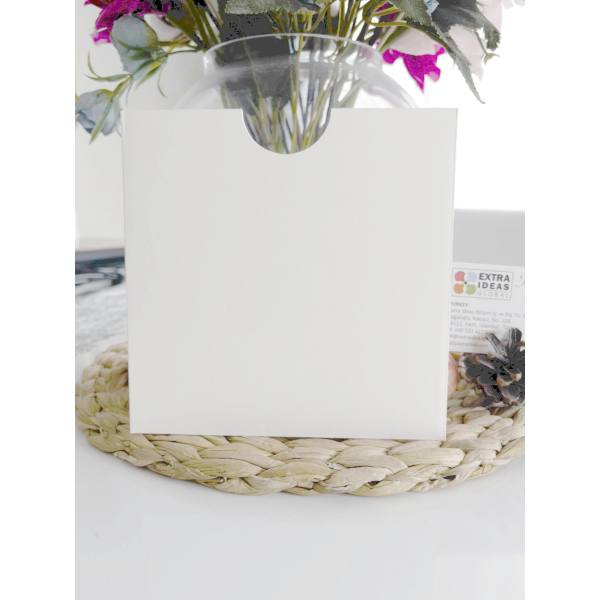 16x16 cm, Beyaz, Üstten Çekmeli, Lüks Karton Kare Zarf