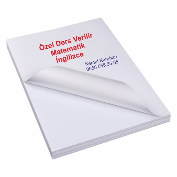 A5 Ebatında Baskılı Kuşe Etiket