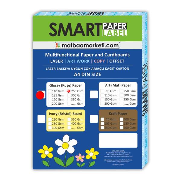 Kuşe Gramajlı Kağıt A4 250 Gr