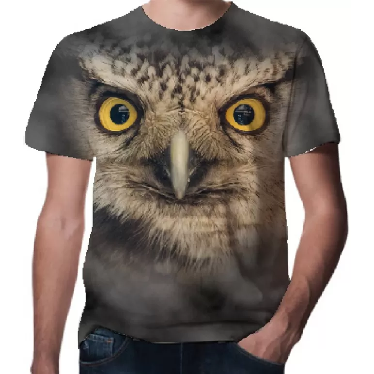 Baykuş Desenli 3D Tişört