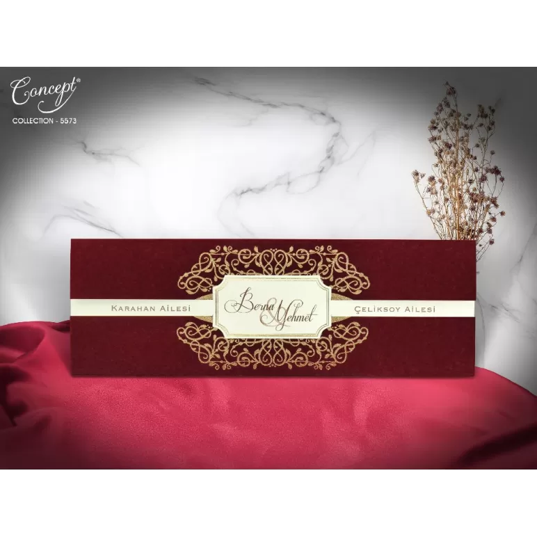Kadife kaplı düğün kartı - Concept 5573