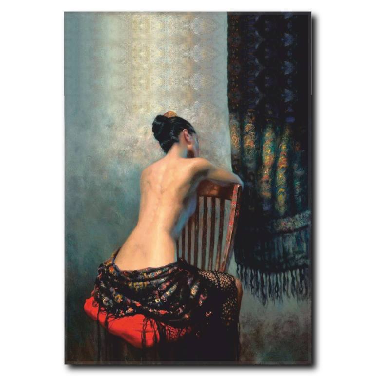 Sandalyede Oturan Kadın Kanvas Tablo