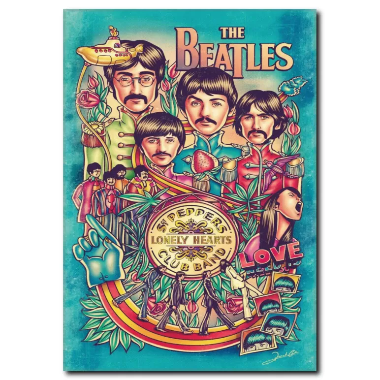 The Beatles Poster Kanvas Tablo