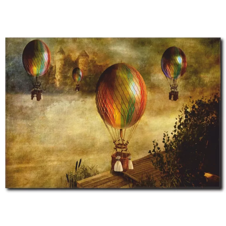 Renkli Balonlar Vintage Kanvas Tablo