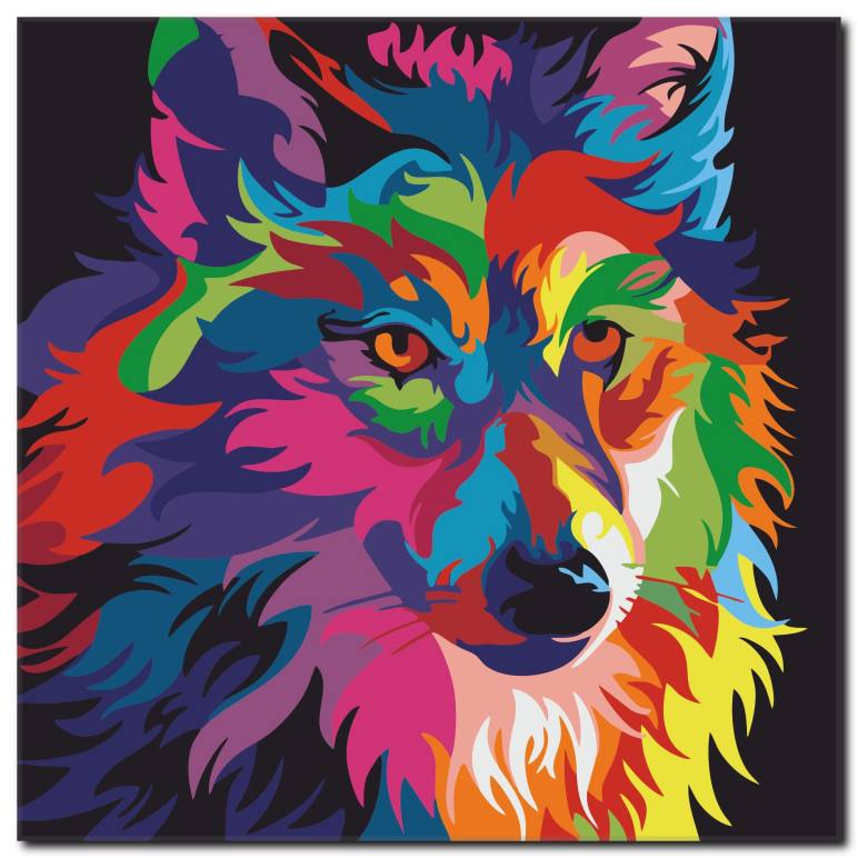 Rengarenk Köpek Temalı Kanvas Tablo