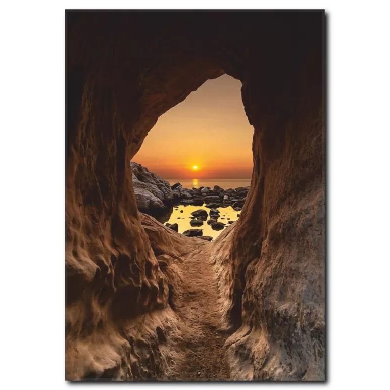 Mağaradan Günbatımı Manzarası Kanvas Tablo