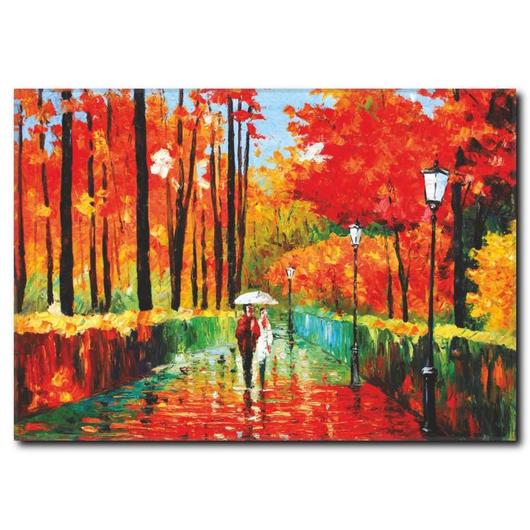 Yağmurda Yürüyüş Kanvas Tablo