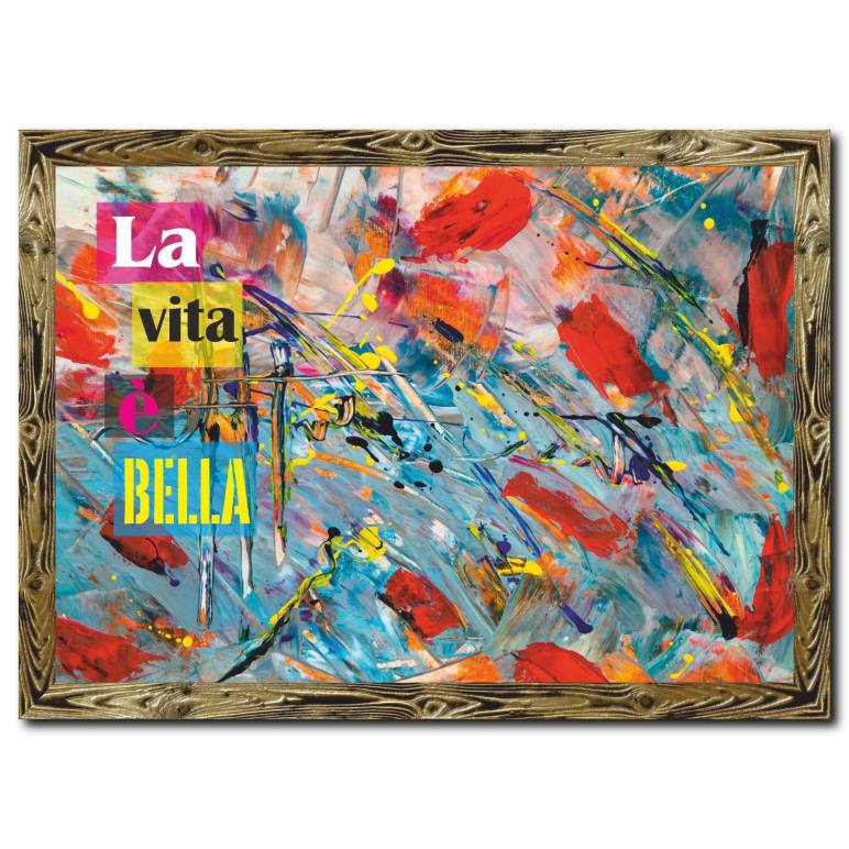 Renklerin Ahengi Doğal Ahşap Çerçeveli Tablo