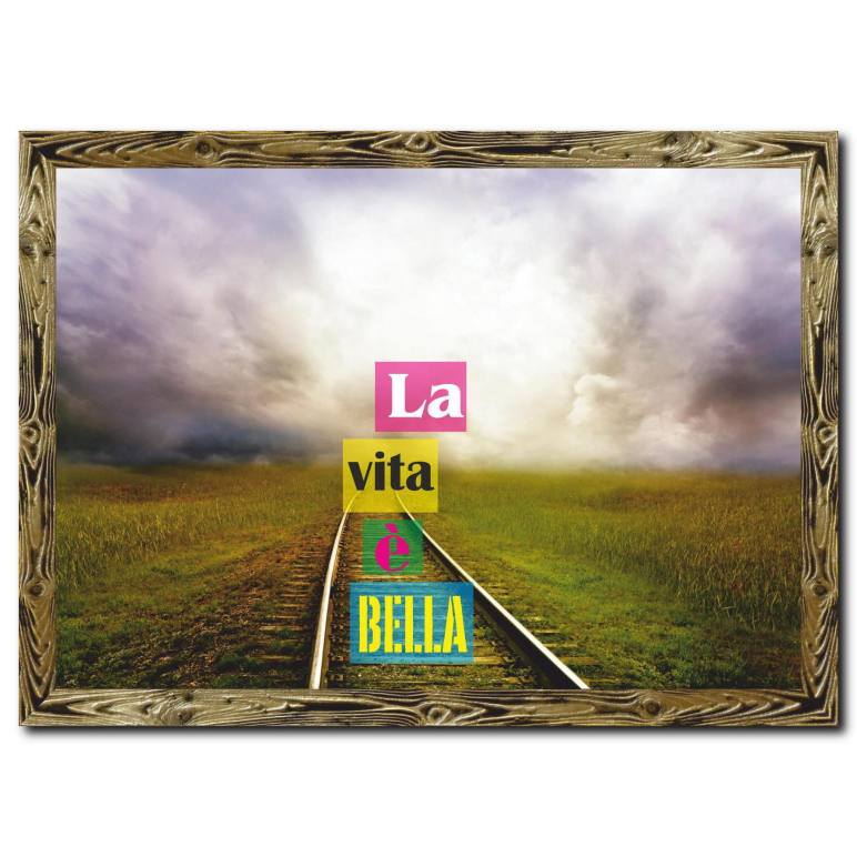 Tren Rayları Ahşap Çerçeveli Tablo