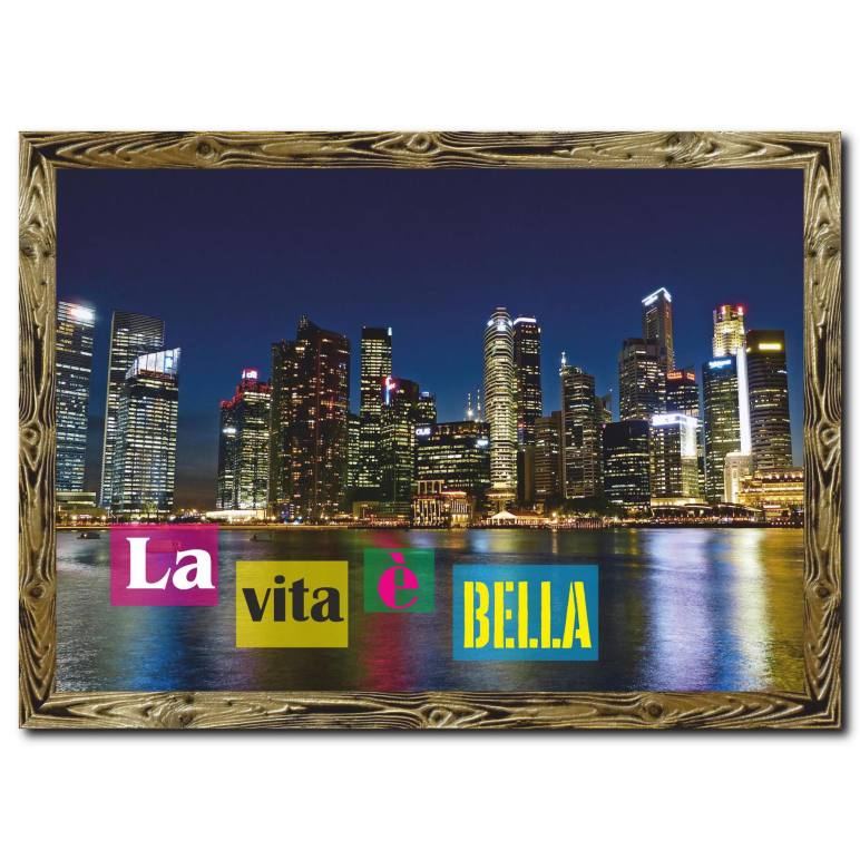 Şehir Manzaralı Ahşap Çerçeveli Tablo