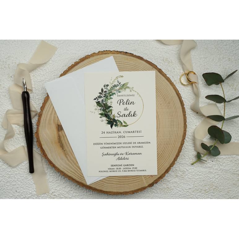 Ekonomik Model, 1. Hamur Zarflı Düğün Davetiyesi Ekonom 9337